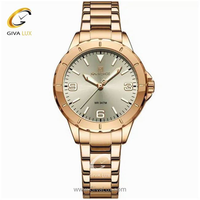 ساعت مچی اورجینال زنانه ناوی فورس|Naviforce|نوی فورس|نیوی فورس رزگلد | رزگلد| طوسی| کد رفرنس NF5022